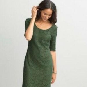 Banana Republic Green Lace Sheath Dress